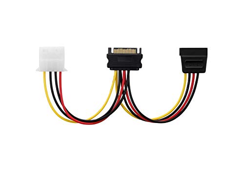 Adattare 34103 Cavo Adattatore di Alimentazione Connettore SATA a 15 Pin su IDE a 4 Pin e SATA a 15 Pin Nero