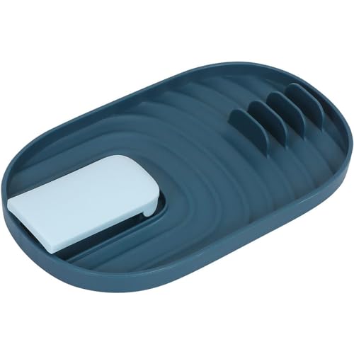 PARENCE.- Kleiner Multifunktions-Kompakt-Abtropfschlauch - Deckelhalter und Utensilienhalter mit erhöhtem Rand - 18x11,5x1,5cm, Blau