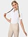 FitsT4 Sports Girls Equestrian Shirt Short Sleeve Horse Riding Polo Shirts Button UP Horseback Show Shirt Kids Summer Tops White X-Large