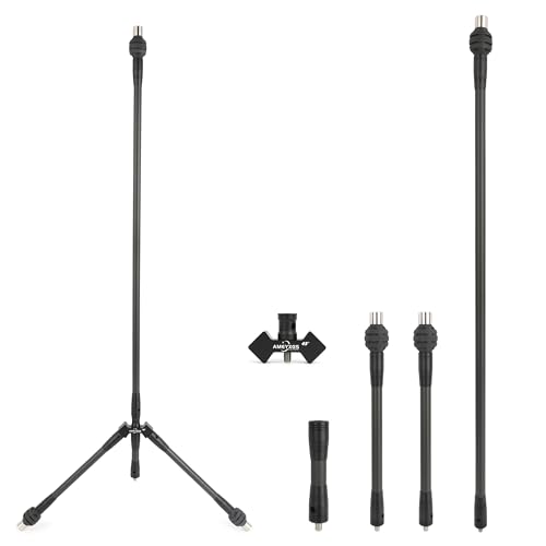 AMEYXGS Archery Bow Stabilizer Set 4/5/10/12/28/30 inch 3k Carbon Bow Balance Bar with Stabilizer Rubber and Weights for Recurve Bow and Compound Bow (45° V bar, Black, 1x 30 inch,2X 12inch,1x 5inch)