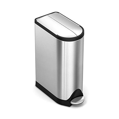 simplehuman 18 Liter / 4.8 Gallon Butterfly Lid Kitchen Step Trash Can, Brushed