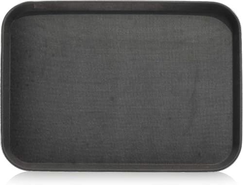 New Star Foodservice Restaurant Grade Non-Slip Tray, Plastic, Rubber Lined, Rectangular (Black, 16-Inch x 22-Inch)