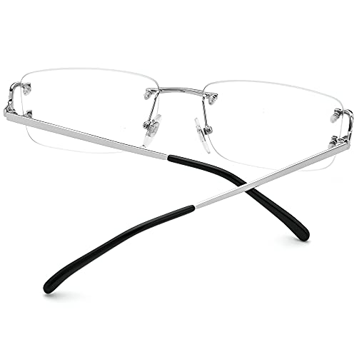 Image of HEPIDEM Vintage Style Rectangular Rimless Metal Eyeglasses for Men,New Frameless Zircon Diamonds Optical Glasses Frame