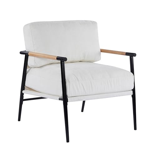Sillón Moderno Blanco con Estructura de Metal miniatura 4