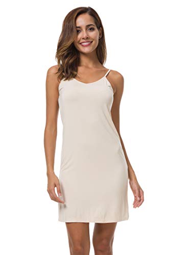 EaseWay Women's Basic Adjustable Spaghetti Strap Cami Under Mini Dress Nude