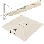 VLKLPZAHAK Parasol De Jardin Rectangulaire 300x400cm Toile De Rechange pour Déporté 8 Baleines, Tissu De Table en Beige (4x3m/13x9.8ft)