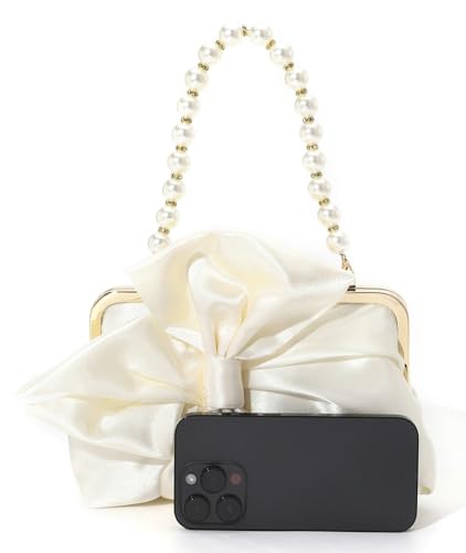Image of Silk Bow Clutch Purses for Women Cute Pearl Evening Handbag Chic Trendy Evening Clutch Bag for Party Prom Wedding 2025