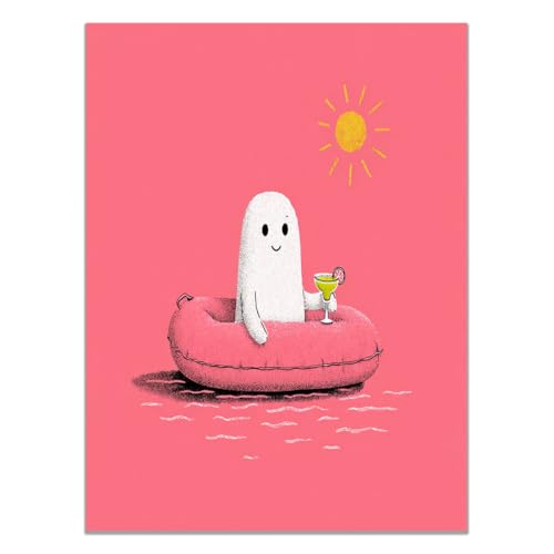 Poster Halloween fantômes de natation grand format 70x100cm couleur rose unique