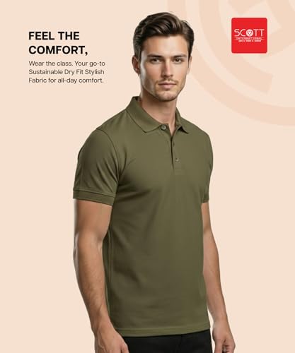 Image of Scott International T Shirt for Men | Polo T-Shirt for Man | Plain Casual Stylish | Half Sleeve | Mens Polyester Dry Fit Collar Polo Tshirts for Men, Quick Drying & Breathable Fabric, Gym Wear Tees