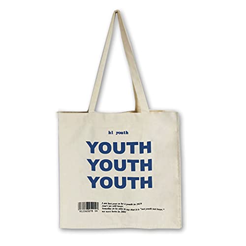 Fashion Handbag£¬Women Canvas Shopping Bag YOUTH Letters Print Female Shoulder Bag Handbag Tote Reusable Grocery Shopper Bag Cover