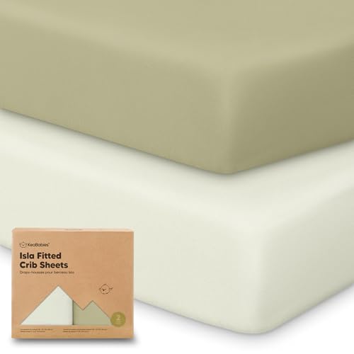 Image of KeaBabies 2-Pack Baby Crib Sheets for Boys, Girls - 52x28 Viscose Derived from Bamboo Toddler Bed Sheets Neutral, Fitted Crib Mattress Cover for Standard Baby Bedding, Soft & Cozy (Oregano)