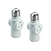 YCSSSD Light Socket to Plug Adapter Polarized Screw in Outlet Bulb 2/3 Prong Extender Splitter Converter for Garage Porch CCTV Camera.White (2-Pack)
