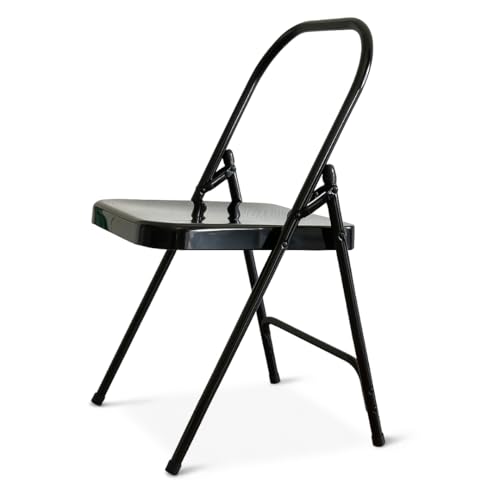 NATURYOGA Silla Plegable De Yoga Pilates, Silla Auxiliar para Hogar, Silla De Yoga Iyengar Plegable, De Metal con Respaldo para Prácticas Restaurativas