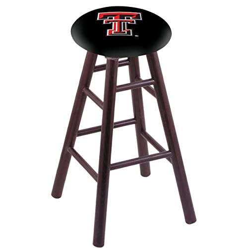 Holland Bar Stool Co. Oak Bar Stool in Dark Cherry Finish with Texas Tech Seat by The