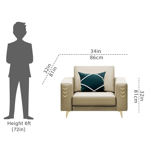 Image of Casaliving Falco 1 Seater Sofa Set for Living Room (Cream Fabric) Premium Fabric Sofa