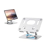 JOIOT Tablet Stand, Swivel Ipad Stand with 360 Rotating Base, Adjustable Tablet Holder for Drawing, Compatible with iPad Pro/Air/Mini and More (Silver)