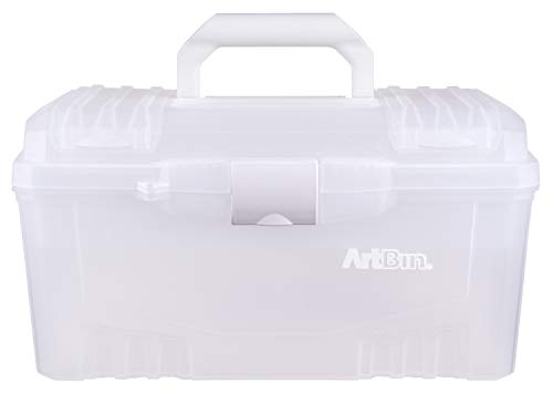 Artbin 6918Ah Twin Top 17 Inch Supply Box, Portable Art & Craft Supply Organizer With Handle, [1] Plastic Storage Case, Translucent #TOP7