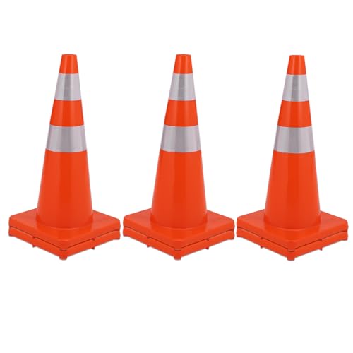 Garvee 6 Pack Traffic Safety Cones 28 in, PVC Orange Cones with Reflective Collars, Parking Training Construction Road Caution Plastic Cones for Parki