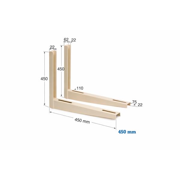 Kit instalación pared aire acondicionado con soporte de 450mm, bolsa fijación y amortiguadores