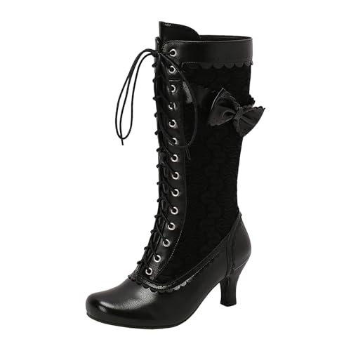 Bottes à talons hauts pour femme avec nœud papillon idéales pour les soirées d'hiver et fêtes