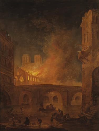 Affiche l'incendie de l'hôtel dieu à paris Hubert Robert Poster Art 60x90cm