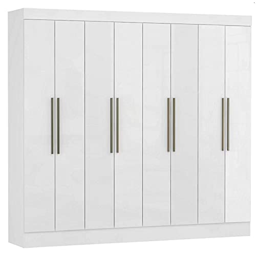 Guarda Roupa Casal 8 Portas 2 Gavetas Nova York Espresso Móveis Cinza Claro