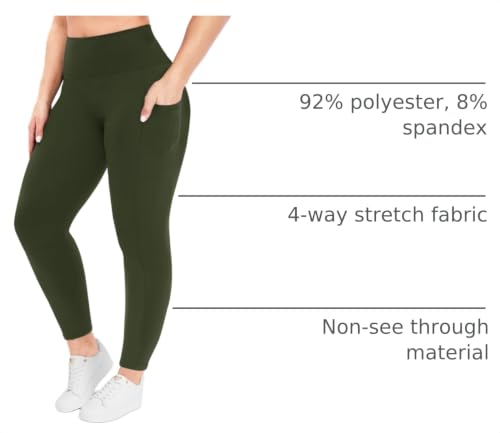 Image of Plus Size Leggings for Women - High Waisted Black Tummy Control Super Soft