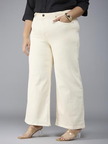 Image of Style Quotient Women Plus Size Black Wide Leg High Rise Stretchable Jeans