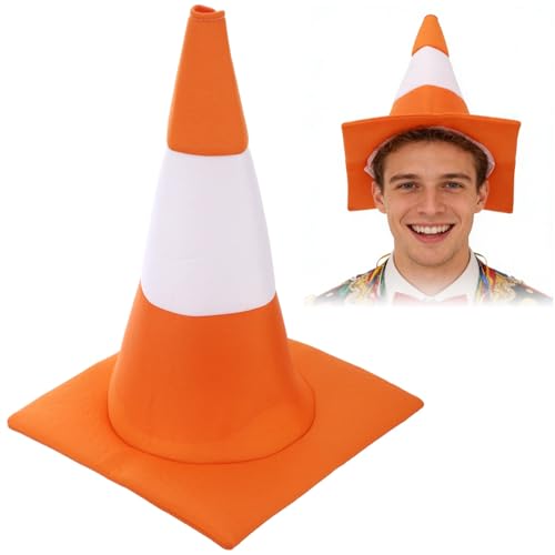 Toyosport Adult Orange Traffic Cone Hat Funny Road Construction Cone Costume Headwear Soft Thick Fabric Cone Hat for Halloween Parties Parades Cosplay Events Unisex Novelty Accessory