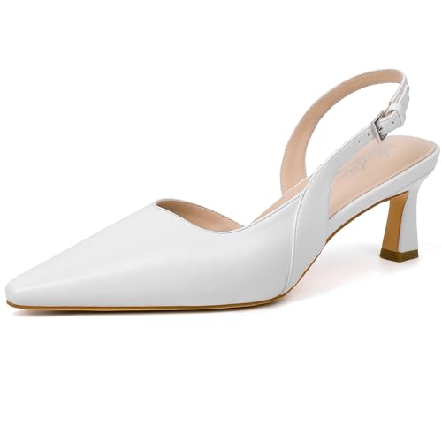 Image of Mostrin Kitten Heels for Women Slingback Pointed Closed Toe Heels Women's Pumps Shoes for Wedding, Party, Commuting