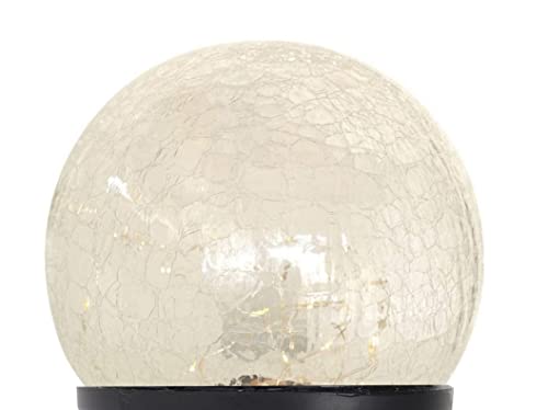 Spetebo Kleine LED Solar Glaskugel aus Crackle Glas - 8 cm - Kugelleuchte mit 10 LED in warm weiß - Garten Balkon Terrasse Deko Bruchglas Kugel Lampe Beleuchtung