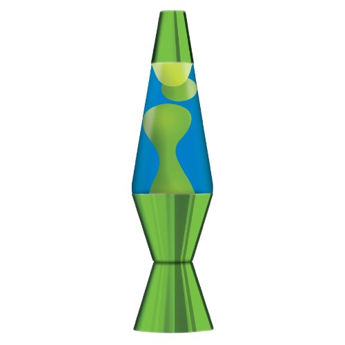 14.5-Inch Metallic Lava Lamp with Metallic Base, Yellow Wax/Blue Liquid/Green