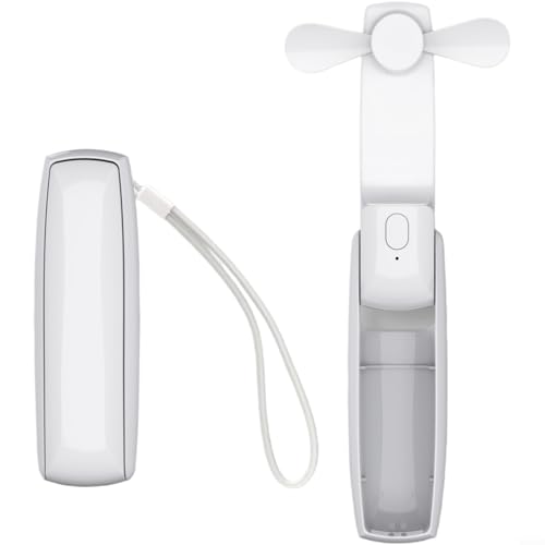 Fauhapyway Ventilateur portable rechargeable par USB, pliable à 3 vitesses, pour mini ventilateur avec batterie externe de 2000 mAh pour voyage, extérieur, intérieur, blanc (1)