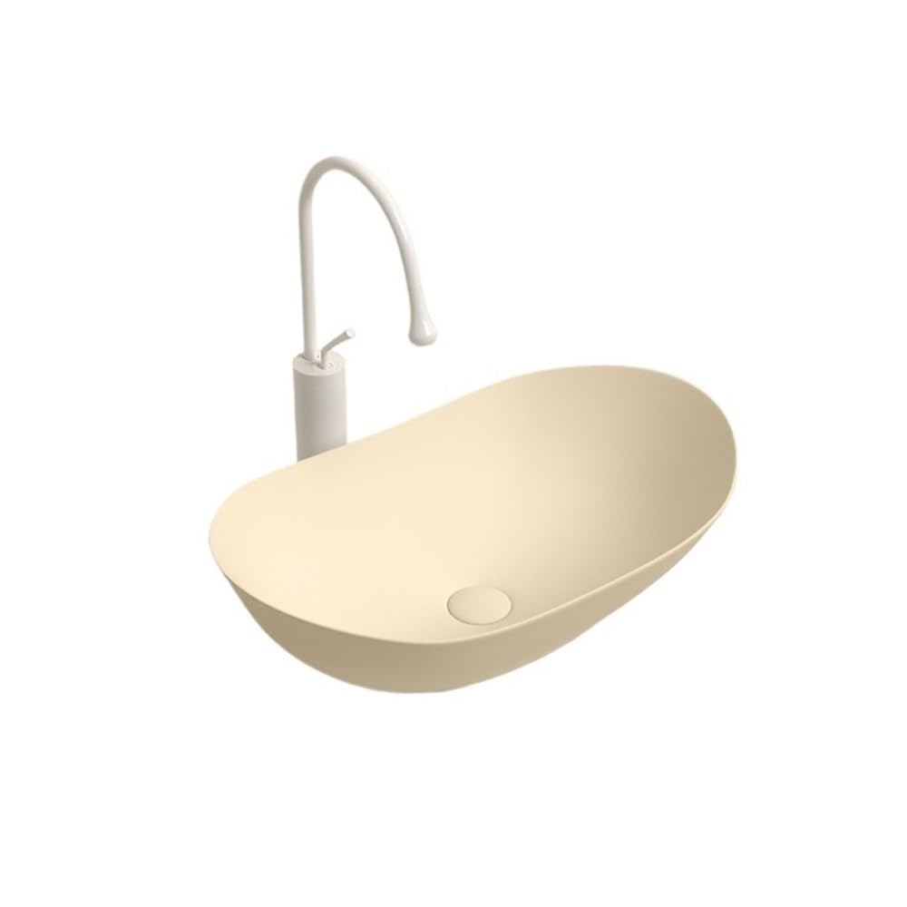 Z4t8m2k6g5 Beige Countertop Bathroom Vessel Ceramic Bathroom Sink Creative Home Art Washbasin Hotel Balcony Toilet Cloakroom Sink(Beige)