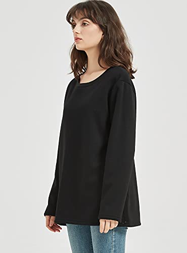 Image of Flygo Women's Winter Warm Sherpa Lined Fleece Crewneck Sweatshirt Pullover Loungewear Tunic Tops