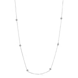 Orovi Collar Señora con cadena Collar en Oro Blanco con Diamantes Talla Brillante 0.29 ct Oro 9 Kt / 375 Cadena 45 Cm