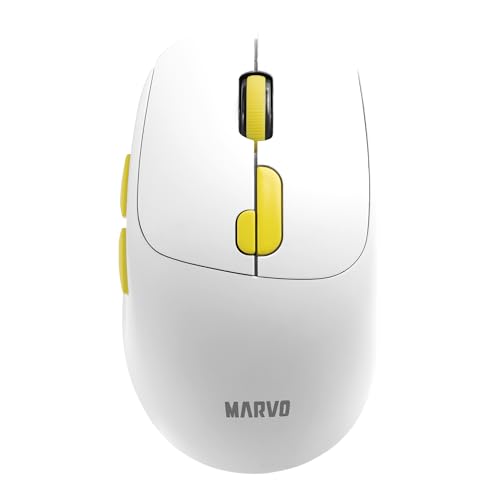 MARVO Souris sans fil Bluetooth 5.2 & 2,4 GHz 6 boutons 1600 DPI Capteur optique rechargeable (Blanc)