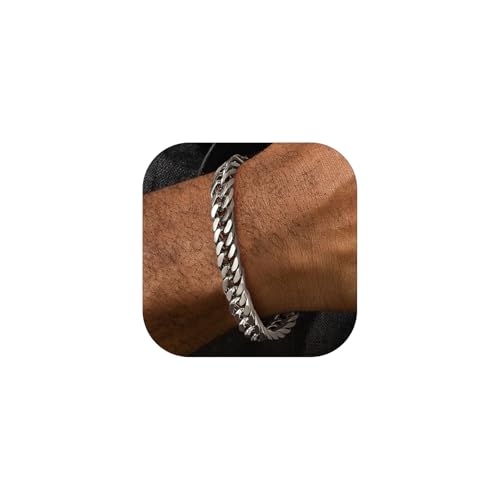 FaithHeart Chaîne Bracelet Cubaine Homme en Acier Inoxydable - Gourmette 19 cm à Maillon de 8mm Hip Hop Style - Cadeau pour Homme