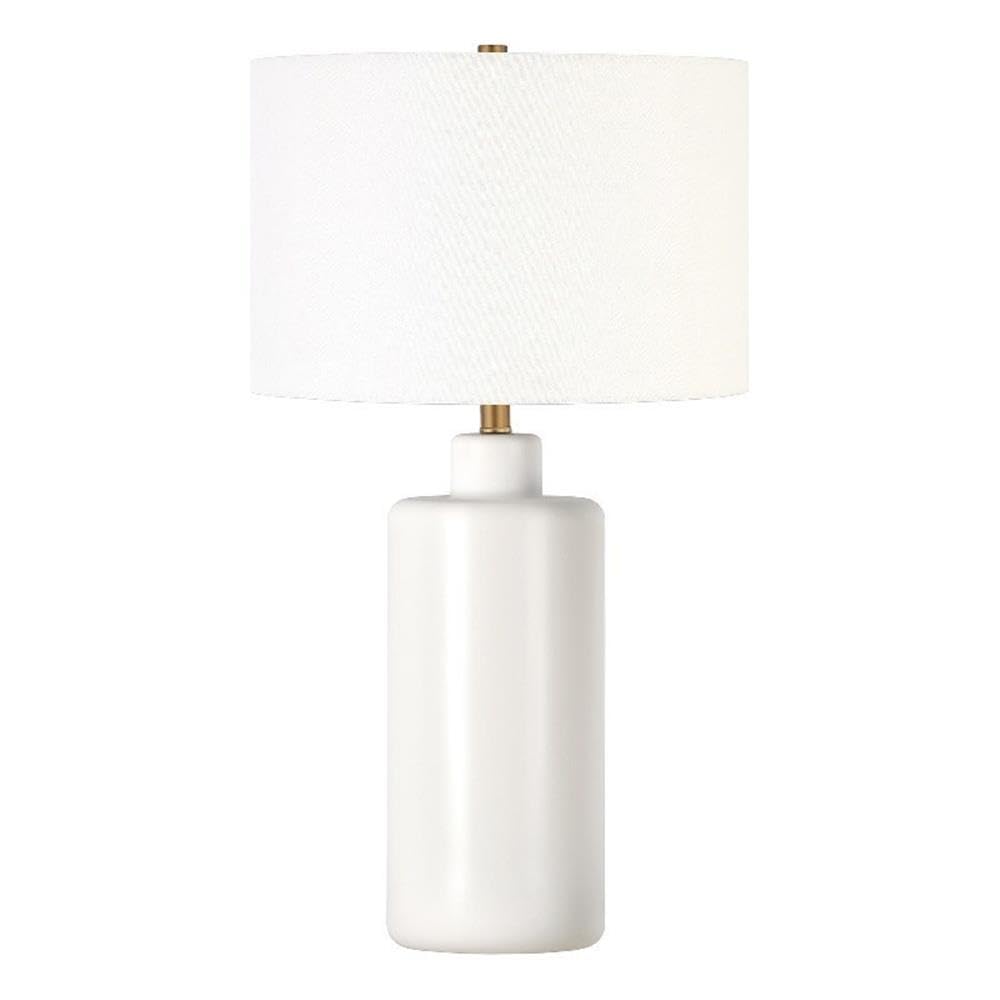 carlina 25" tall ceramic table lamp with fabric shade in matte white/white
