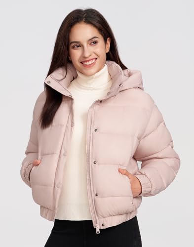 Pioneer Camp Women's Winter Cropped Puffer Jacket with Hood Waterproof Short Warm Quilted Jacket Puffy Bubble Coat Outerwear4