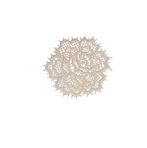 Patch Ecusson Thermocollant Jolie Rose en dentelle Coloris Beige 4 x 4 cm