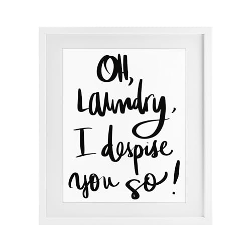 Affiche Laundry I Despise You sourire garanti chaque jour de lessive cadre blanc