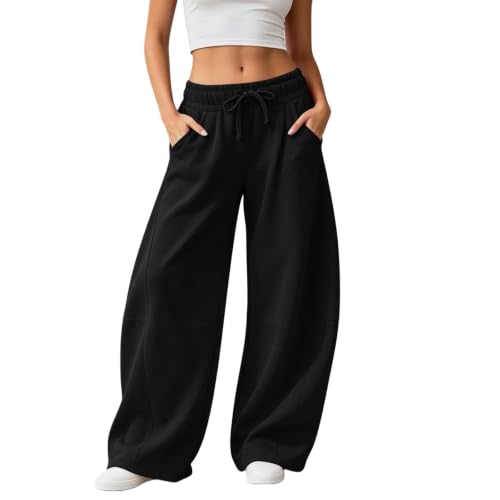 Shamonaty Barrel Sweatpants Women Wide Leg Baggy Drawstring Y2K Track Pants - image 1