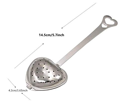 Horno Long Grip Tea Filter, Stainless Steel Heart Shaped Tea Infuser Spoons thumb #2