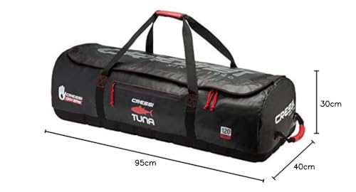 Cressi Unisex-Adult Tuna Dry Wheel Bag Große wasserdichte Tasche mit Rollen, Schwarz/Rot, 120 L