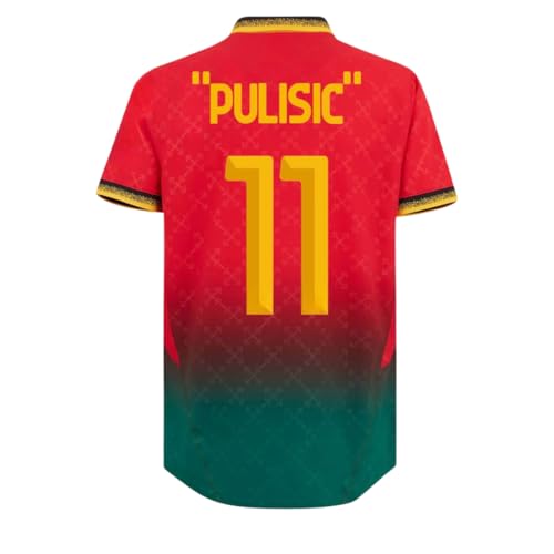 Milan 24/25 Pulisic #11 Red Soccer Jersey for Men Fan Version (US, Alpha, XX-Large, Regular, Regular, Red)