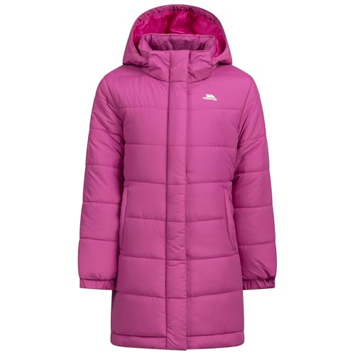 Trespass Girls Quilted Jacket Sellster - Detachable Hood, 2 Pockets, Elastic Cuffs, 100% Polyester, Trendy Look