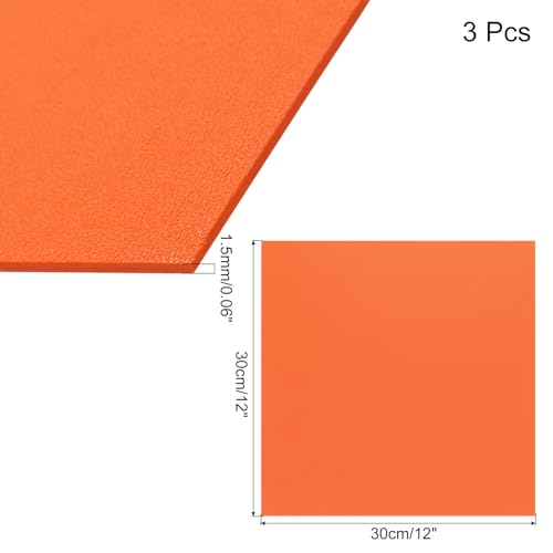 Image of ABS Plastic Sheet 12 x 12 Inch,Flexible Plastic Sheets 1 /16 Inch Thick Thermoplastic Sheet with Leather Texture Orange for DIY Crafts Decors 3Pcs