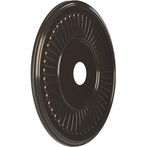 Image of Ekena Millwork CMP22BECCH Berkshire Thermoformed PVC Ceiling Medallion (Fits Canopies up to 10 1 /8 inch), 22 inchOD x 3 1 /2 inchID x 1 inchP, Metallic Charcoal