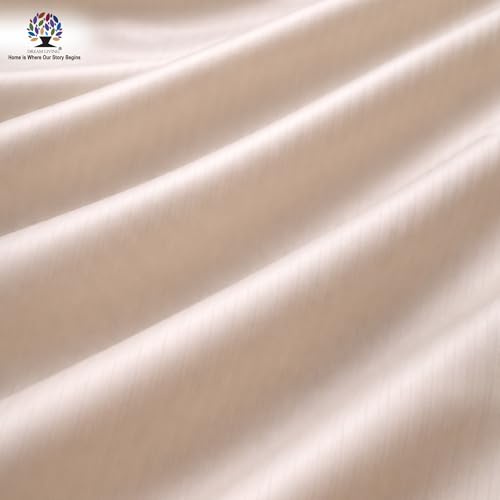 Image of Dream Living Stripe King Bedsheet with 2 Pillow Covers | 120 GSM | 275x275 Cm | Beige